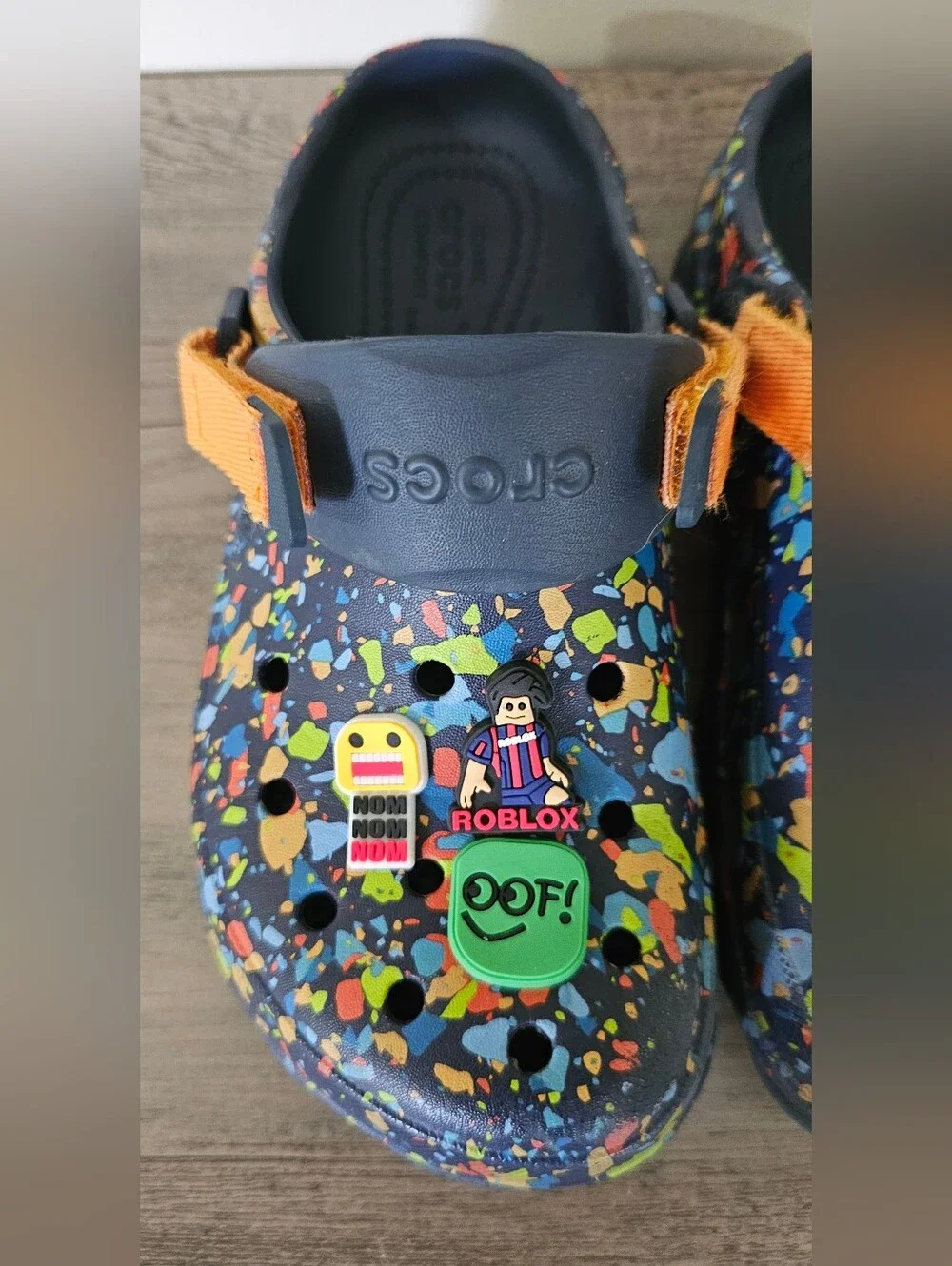 Crocs Terrain Kids Navy Multicolor Splash Clog Shoes Roblox Charms Boy J4